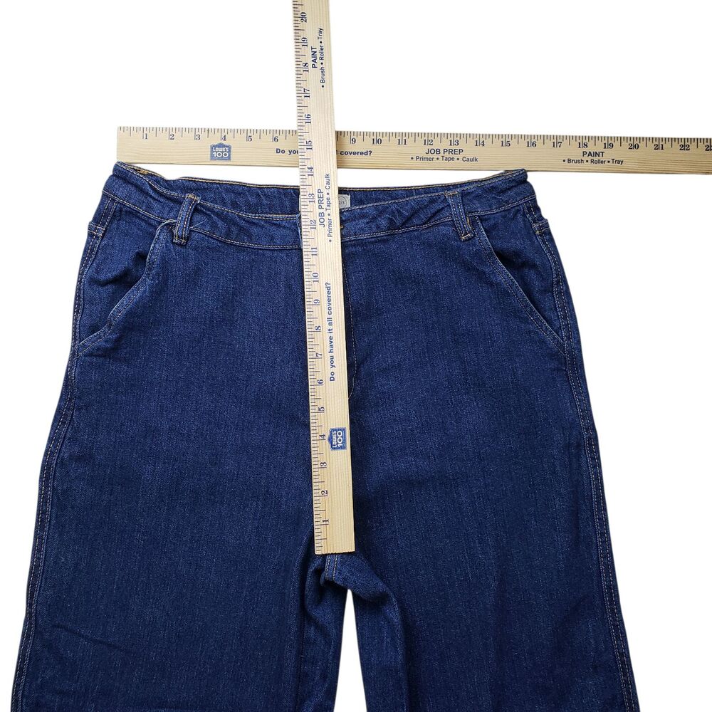 OAT New York Wide Leg Jeans Womens 12 / 31 High Rise Dark Wash Denim Stretch - Picture 6 of 10